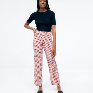 Pantaloni lunghi. Vita elastica. Stampa Rosso