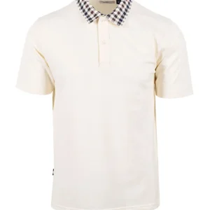 AQUASCUTUM CLUB CHECK COLLAR POLO OLD WHITE